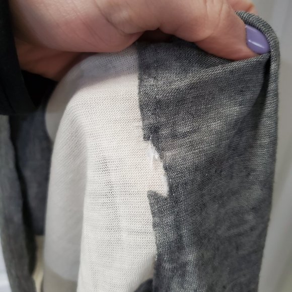 Unique Black white and Grey sheer top with clip front. - Picture 6 of 6